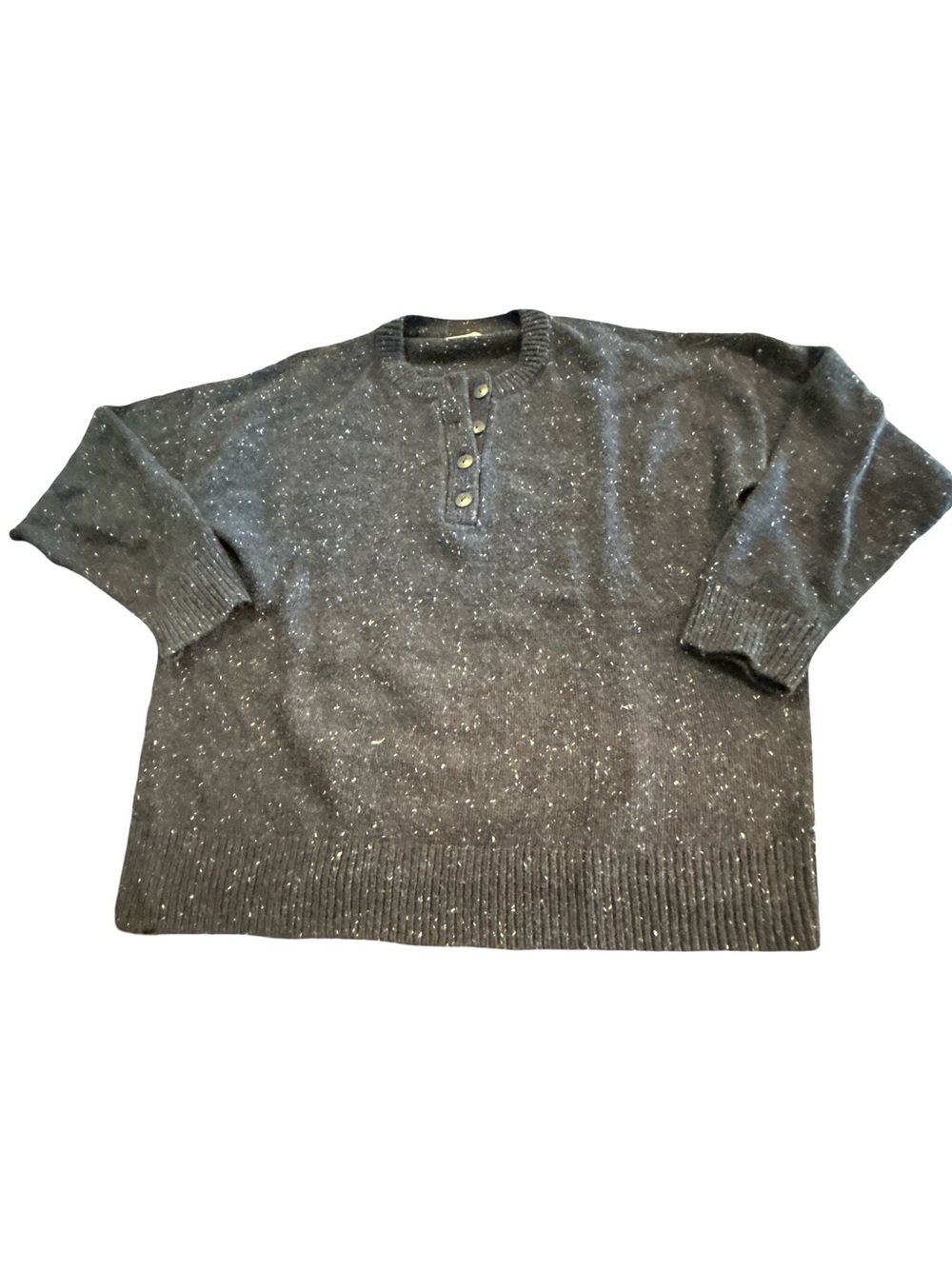 Abercrombie & Fitch Granola Speckled Wool Blend Henley Sweater Large Navy Preppy